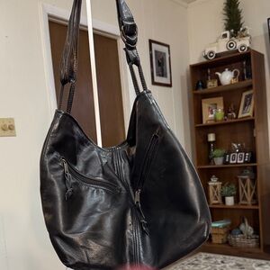 Elegant Black Rachel Style Leather Crossbody Bag